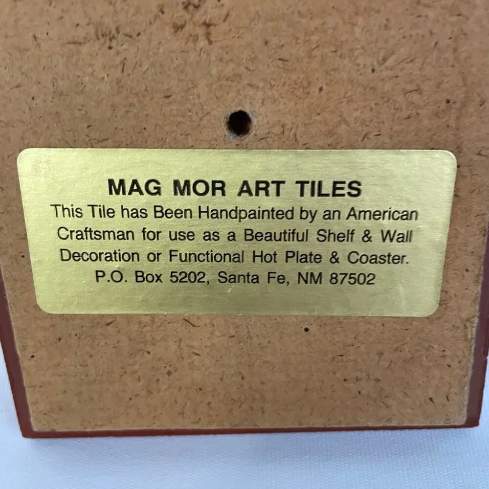 Set of 2 Mag Mor 4x4 Handpainted Vintage Chili Art Tiles Santa Fe NM Made in USA - Picture 9 of 9